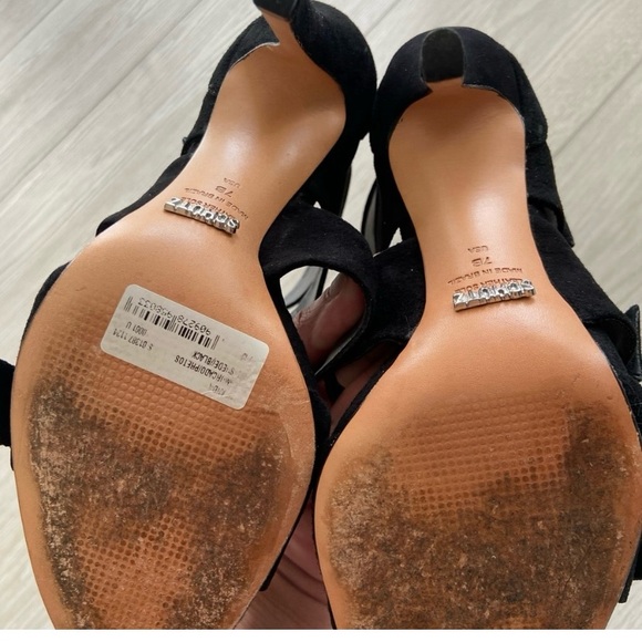 Schutz Black Suede Miranda Bow Heels - Picture 9 of 13